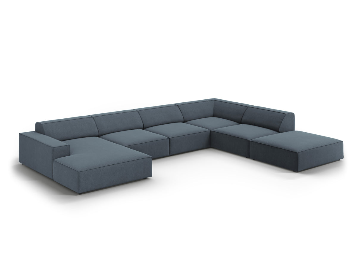 Jodie Modulares Panoramic Ecksofa rechts 7 Sitzer in Blue-Megan präsentiert im Onlineshop von KAQTU Design AG. Ecksofa rechts ist von Micadoni