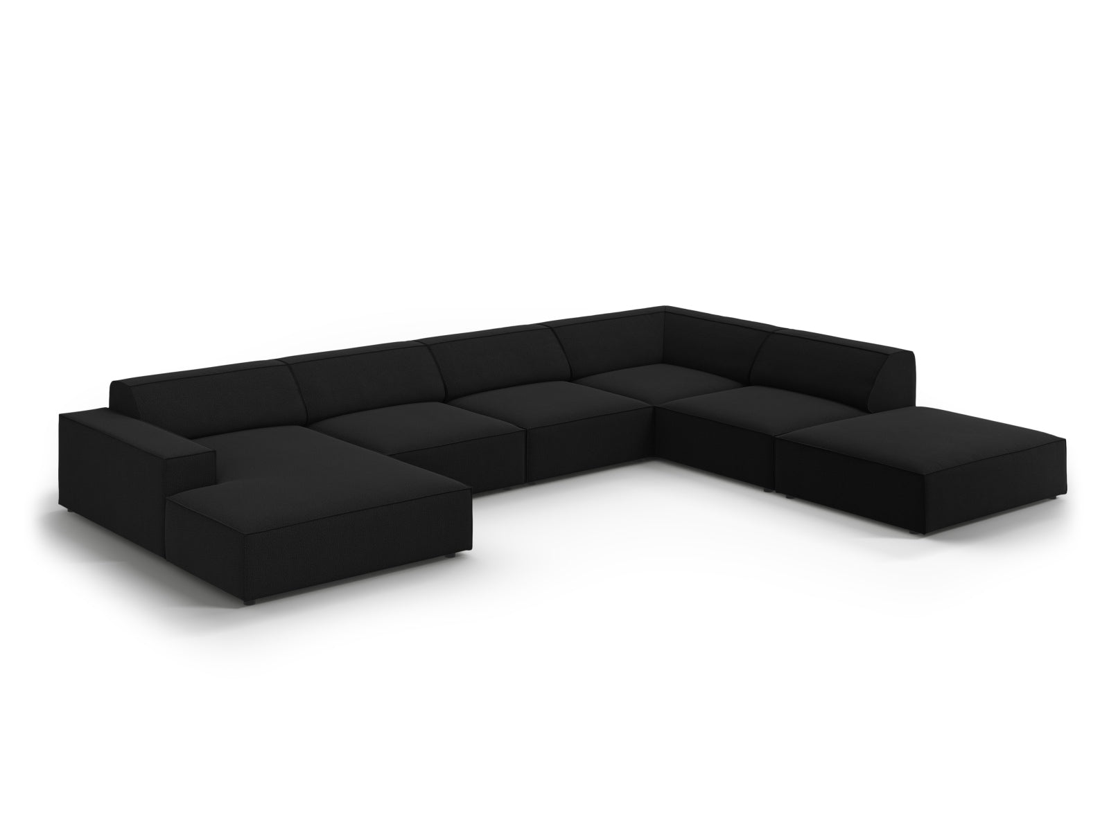 Erleben Sie das Jodie 7-Sitzer Ecksofa von Micadoni – ein modulares Design, das Stil und Komfort vereint und ideal für Ihr Wohnzimmer ist!