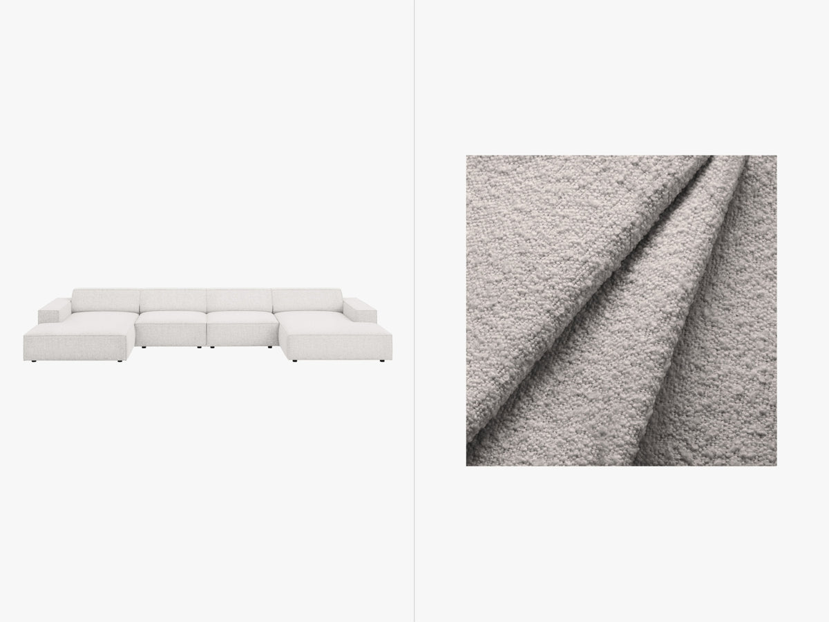 Jodie Boucle modulares Panoramic Sofa 6 Sitzer in Light Grey-Baloo präsentiert im Onlineshop von KAQTU Design AG. 3er Sofa ist von Micadoni