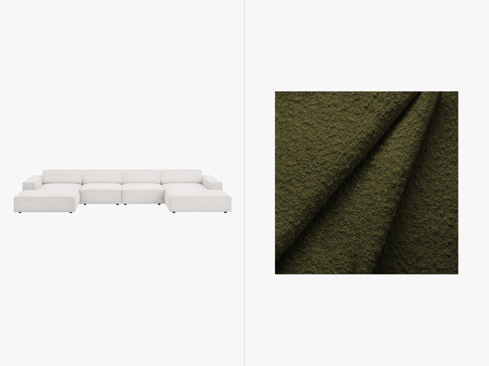 Elegantes 6-Sitzer Sofa "Jodie" im modernen Boucle-Stil, ideal für gemütliche Zusammenkünfte und geschmackvolle Wohnräume.