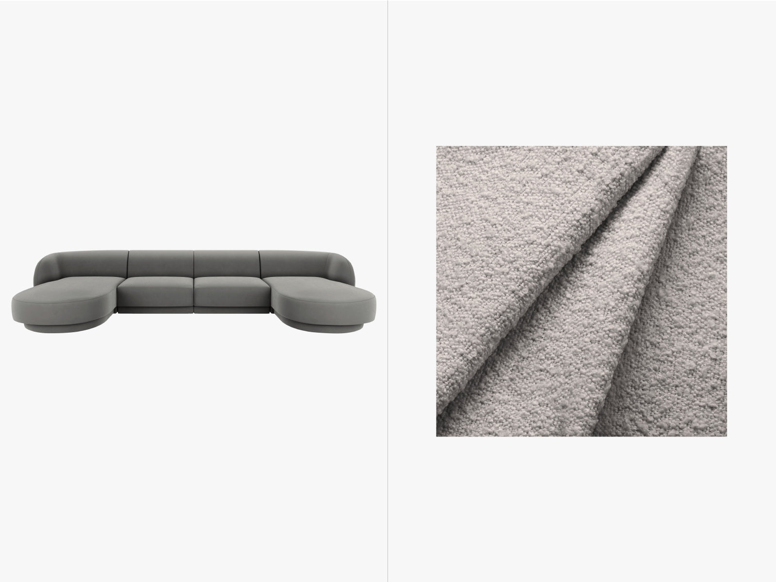 Miley Panoramic Sofa 5 Sitzer in Light Grey-Baloo präsentiert im Onlineshop von KAQTU Design AG. 5er Sofa ist von Micadoni
