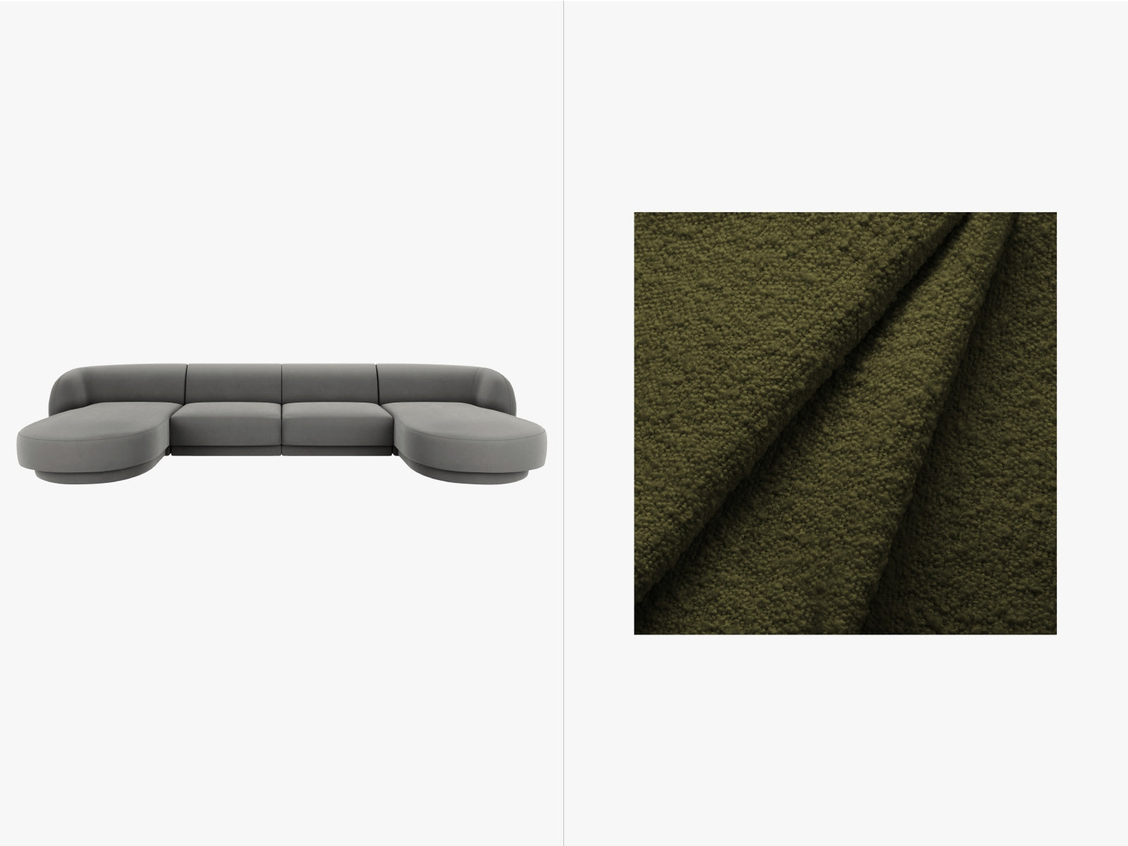 Miley Panoramic Sofa 5 Sitzer in Dark Olive Green-Baloo präsentiert im Onlineshop von KAQTU Design AG. 5er Sofa ist von Micadoni