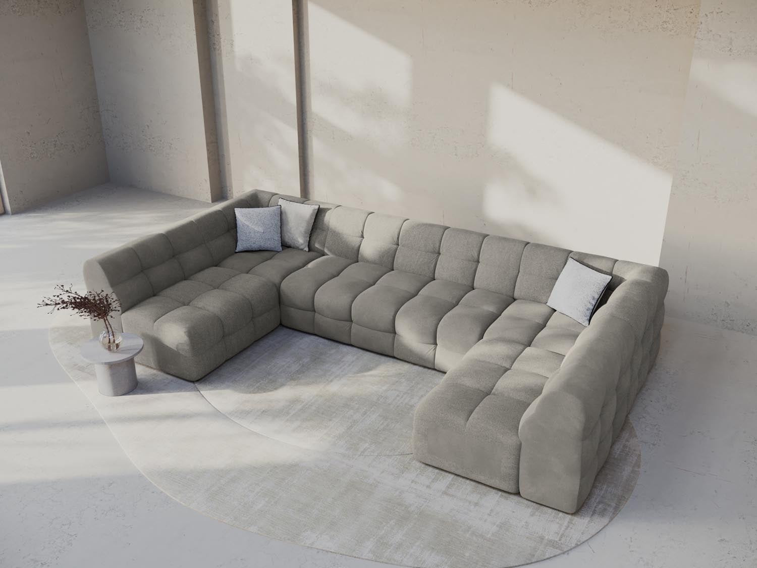 Erleben Sie das Kendal Velour Panoramic Sofa 7 Sitzer von Micadoni – elegantes Design, viel Platz und höchsten Komfort für Ihr Wohnzimmer.