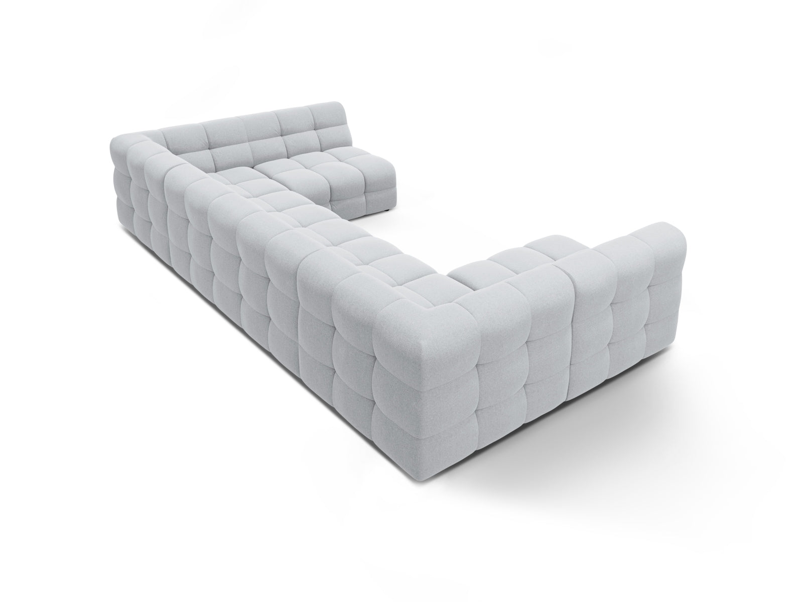 Elegantes Kendal Panoramic Ecksofa für 7 Personen in zeitlosem Grau, ideal für gesellige Abende und modernes Wohndesign.