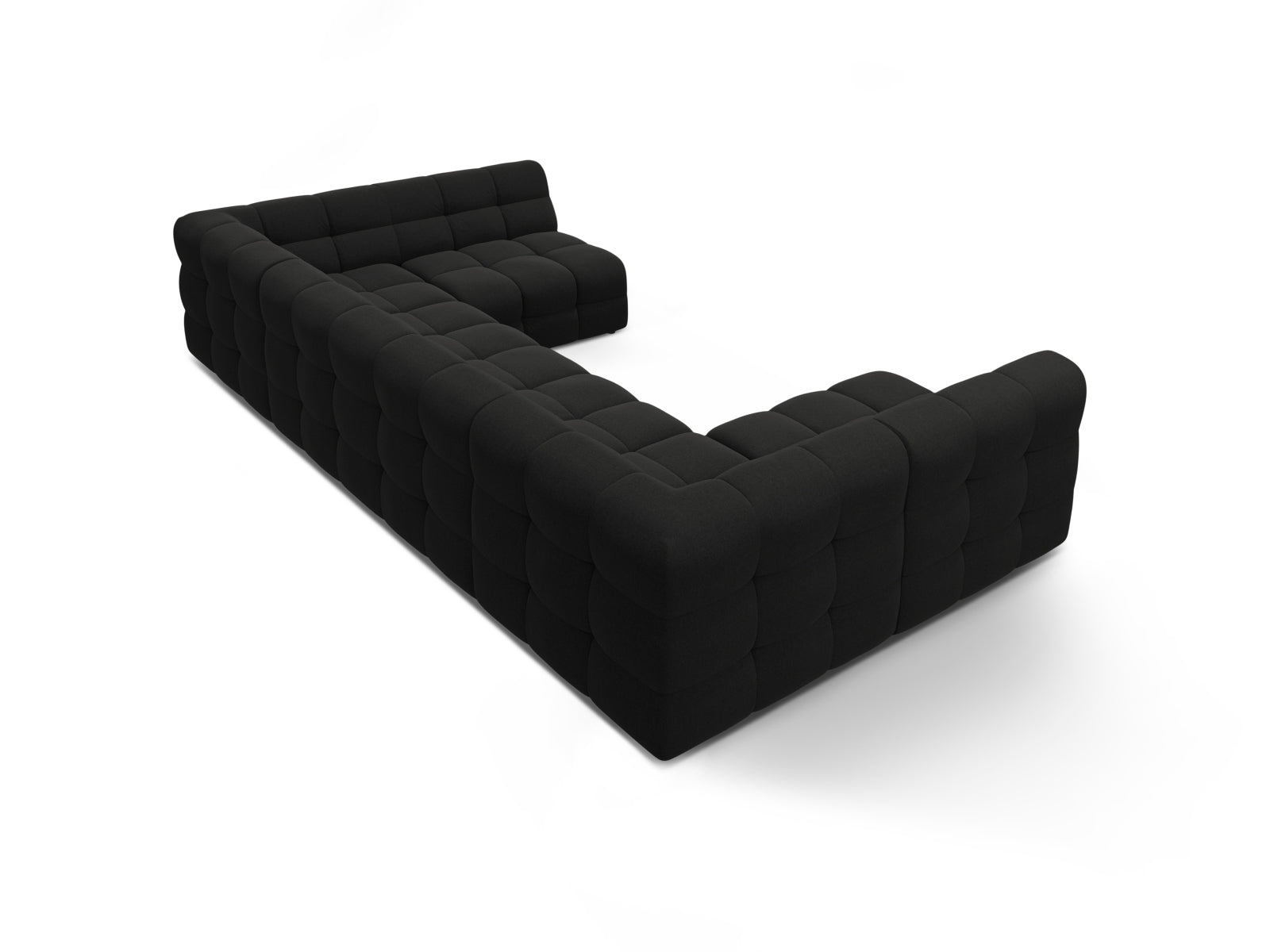 Elegantes Kendal Panoramic Ecksofa für 7 Personen in Schwarz, ideal für gesellige Runden und modernes Wohndesign.