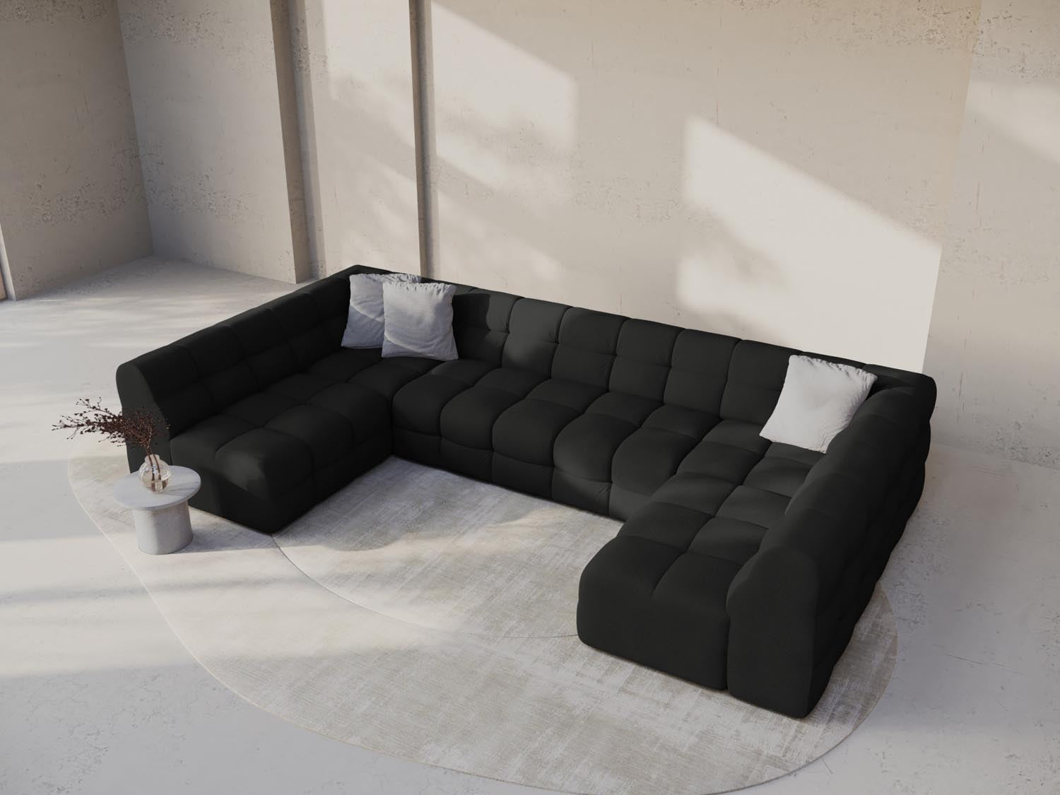 Erleben Sie das Kendal Panoramic Sofa 7 Sitzer von Micadoni – elegantes Velours, modernes Design und ultimativer Komfort für Ihr Wohnzimmer.