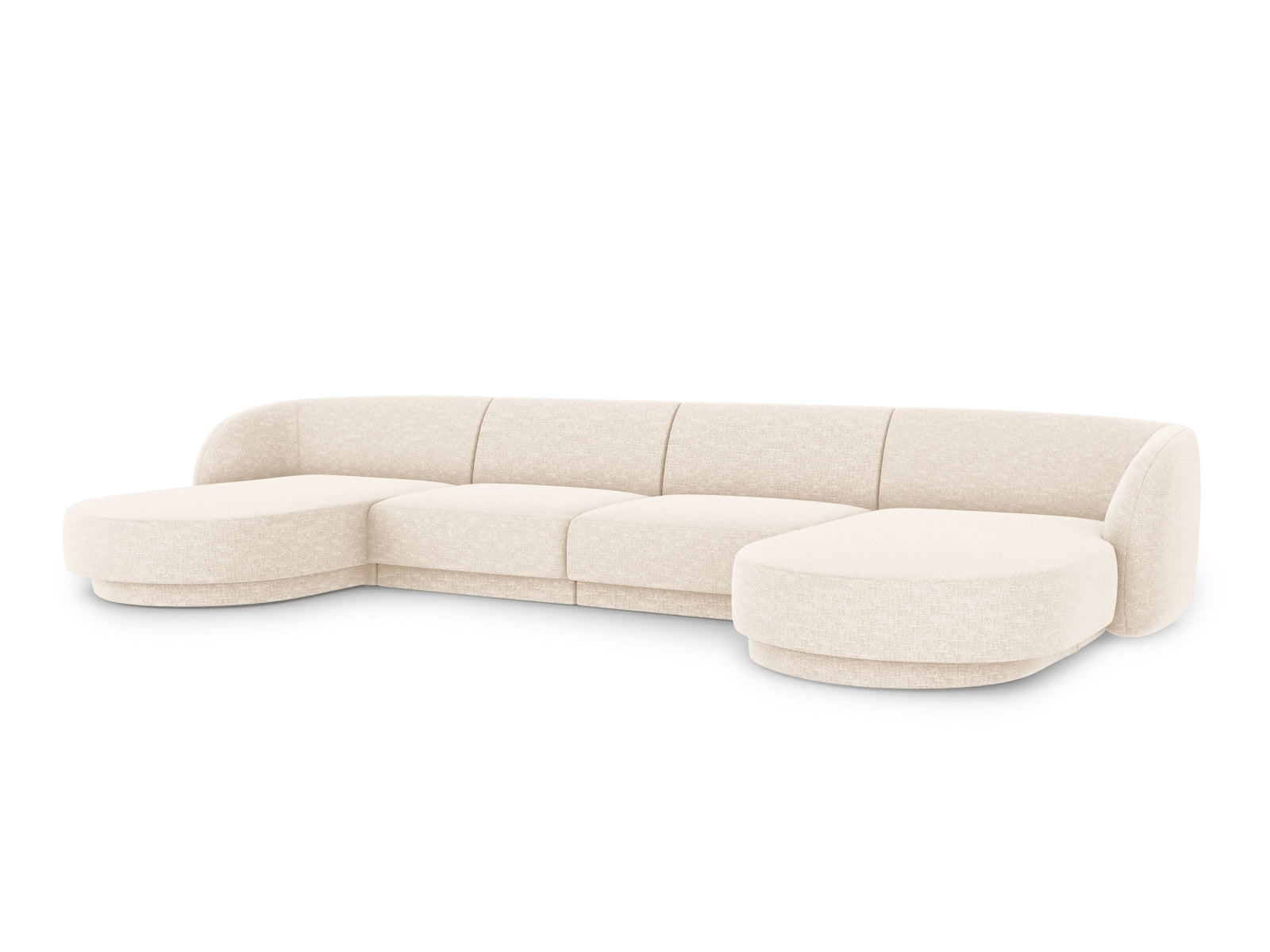 Elegantes Miley Panoramic Sofa für 5 Personen in hellem Beige, ideal für stilvolle Wohnräume. Hochwertige Verarbeitung von Micadoni.