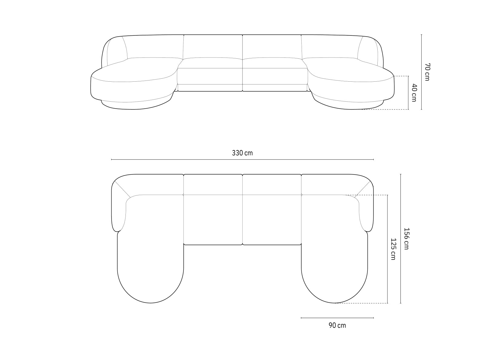Stylisches 5-Sitzer Miley Panoramic Sofa in Royalblau, perfekt für gesellige Abende und ein zeitgemäßes Wohngefühl.