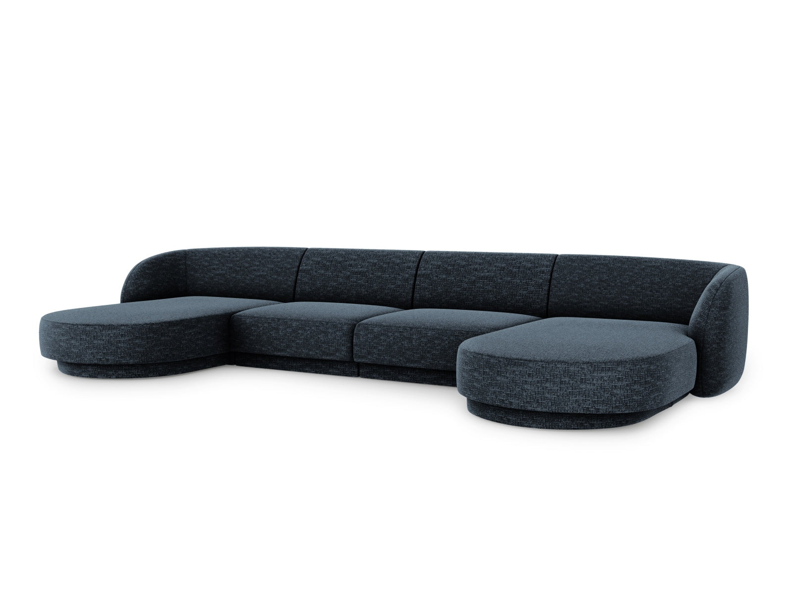 Elegantes Miley Panoramic Sofa in Royalblau, ideal für stilvolle Wohnzimmergestaltung. Komfortables 5-Sitzer-Design von Micadoni.