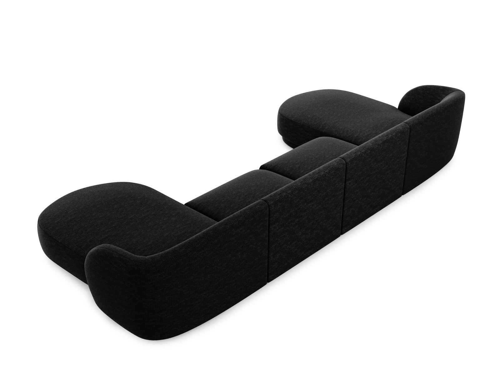 Modernes 5-Sitzer Miley Panoramic Sofa in elegantem Schwarz, perfekt für gesellige Runden und stilvolle Einrichtungsideen.