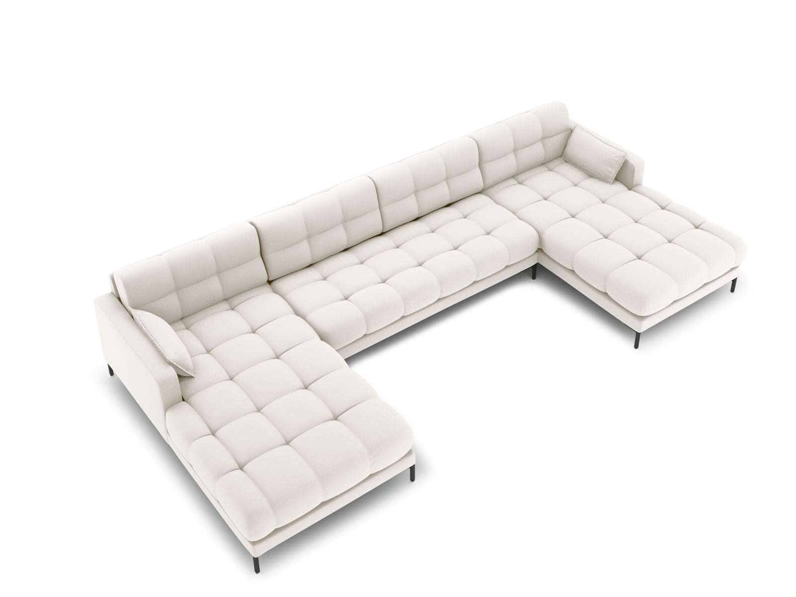 Elegantes Mamaia Panoramic Sofa für 6 Personen in sanften Beige- und Schwarz-Tönen, ideal für stilvolle Wohnräume.