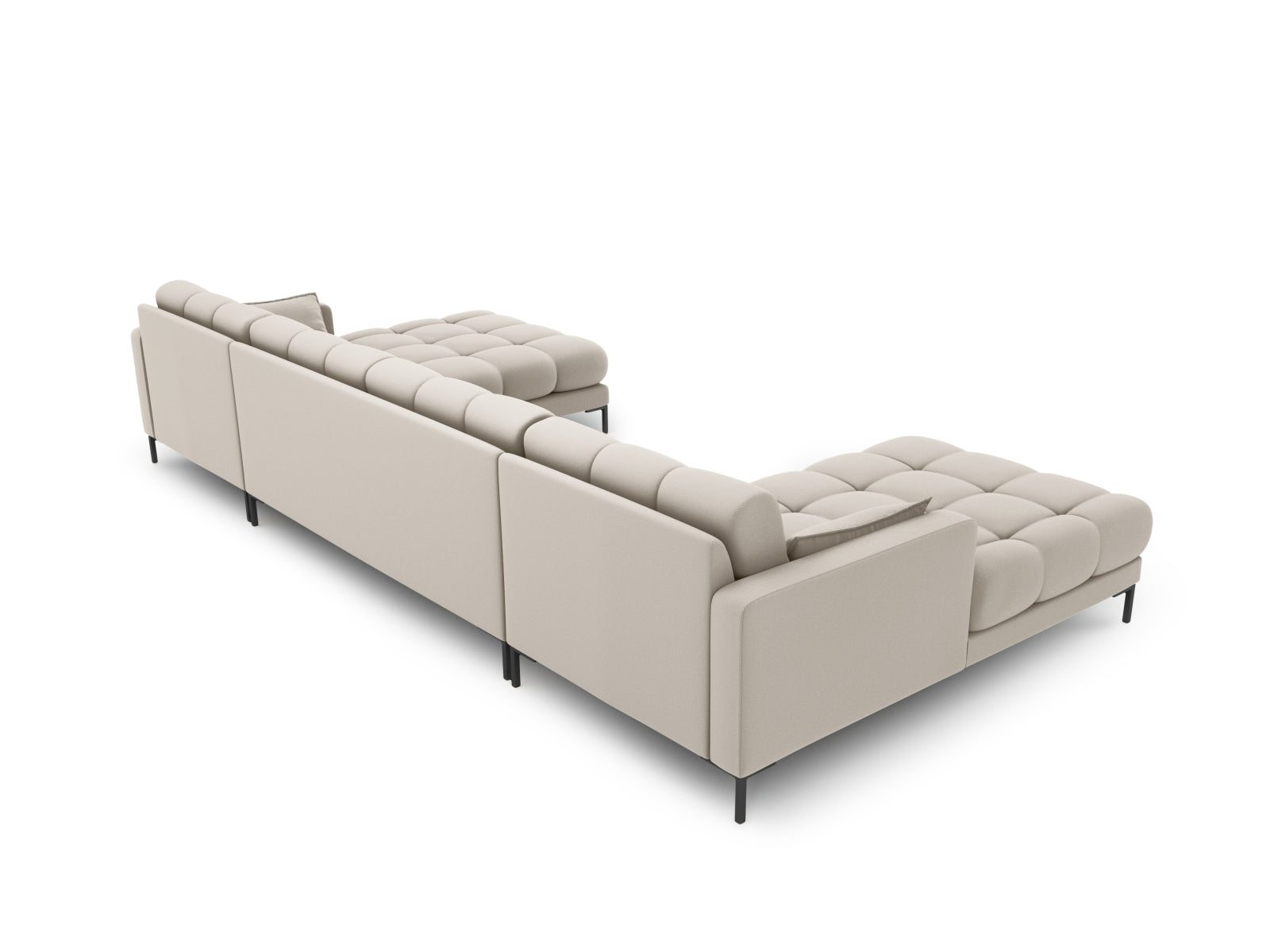 Geräumiges Mamaia Panoramic Sofa für 6 Personen in edlem Beige und Schwarz, perfekt für stilvolle und komfortable Wohnbereiche.