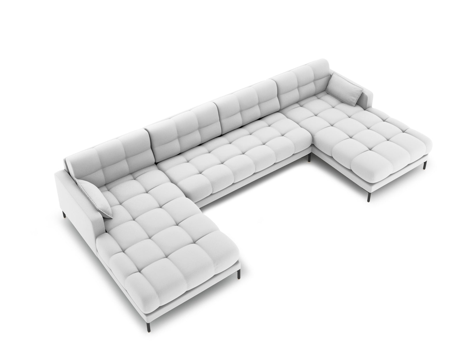 Elegantes Mamaia Panoramic Sofa für 6 Personen in hellgrau und schwarz, ideal für stilvolle Wohnräume und gemütliche Abende.