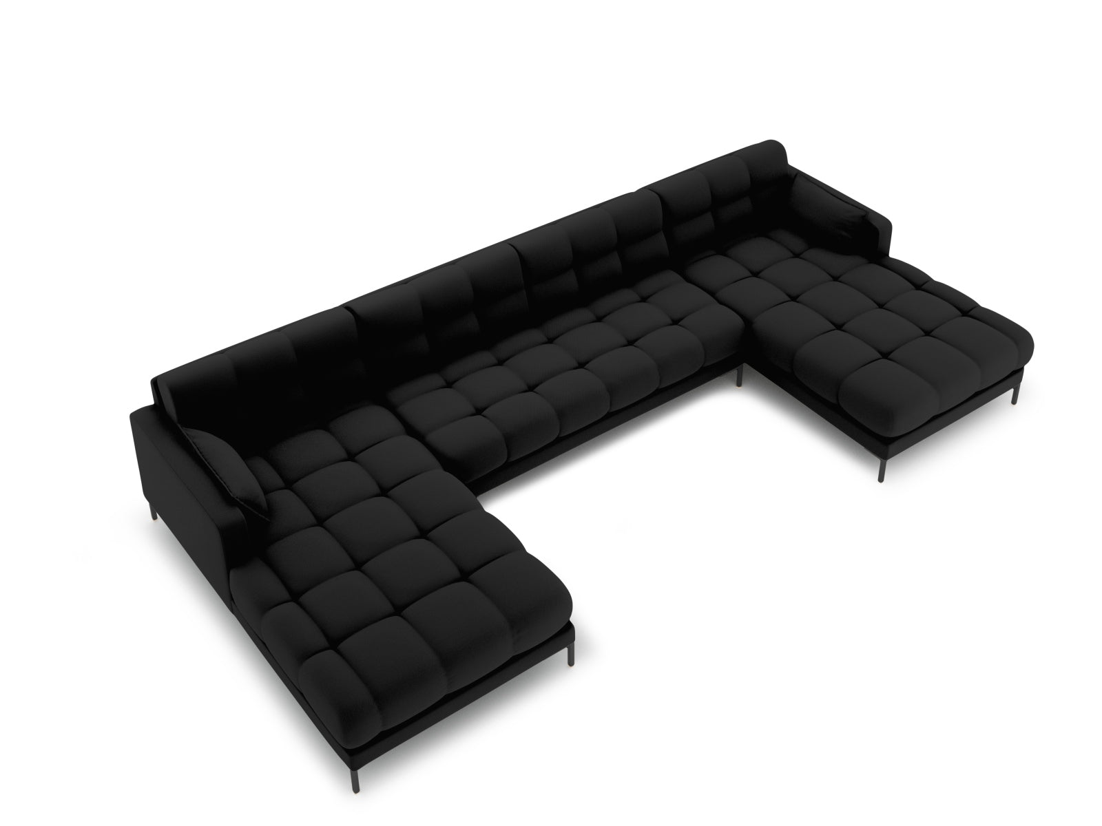 Elegantes Mamaia Panoramic Sofa für 6 Personen in Schwarz, ideal für stilvolle Wohnräume. Hochwertige Verarbeitung von Micadoni.