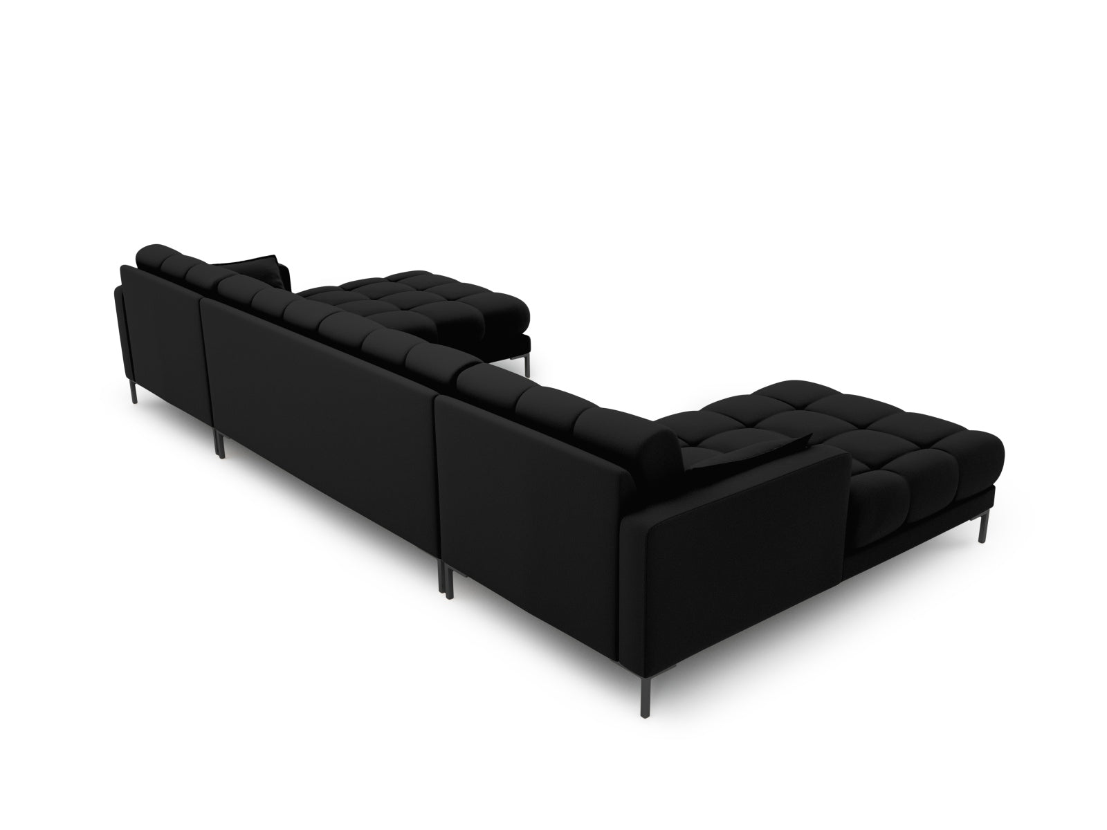 Modernes 6-Sitzer Mamaia Panoramic Sofa in edlem Schwarz, perfekt für gemütliche Abende und stilvolle Einrichtung. Hochwertige Qualität von Micadoni.