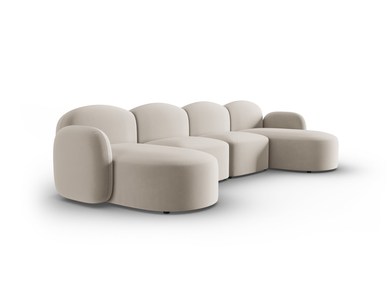 Elegantes Blair Velour Panoramic Sofa für 6 Personen in stilvollem Ecru-Casino, ideal für moderne Wohnräume.