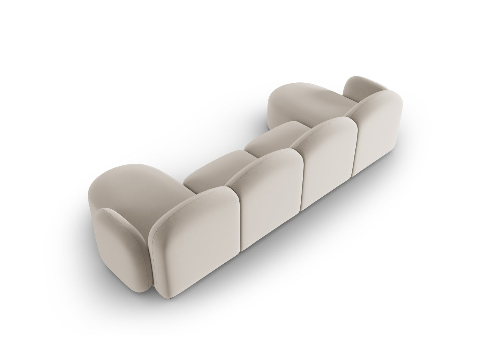 Erleben Sie das stilvolle Blair Velour Panoramic Sofa für 6 Personen von Micadoni – ideal für gemütliche Abende und modernes Wohnen.