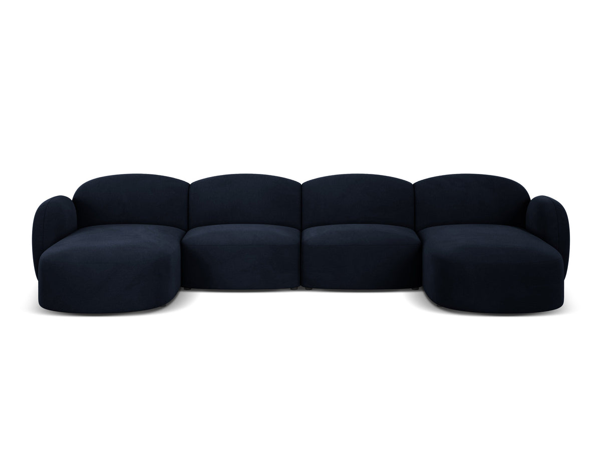 Blair Velour Panoramic Sofa 6 Sitzer in Royal Blue-Casino präsentiert im Onlineshop von KAQTU Design AG. 5er Sofa ist von Micadoni