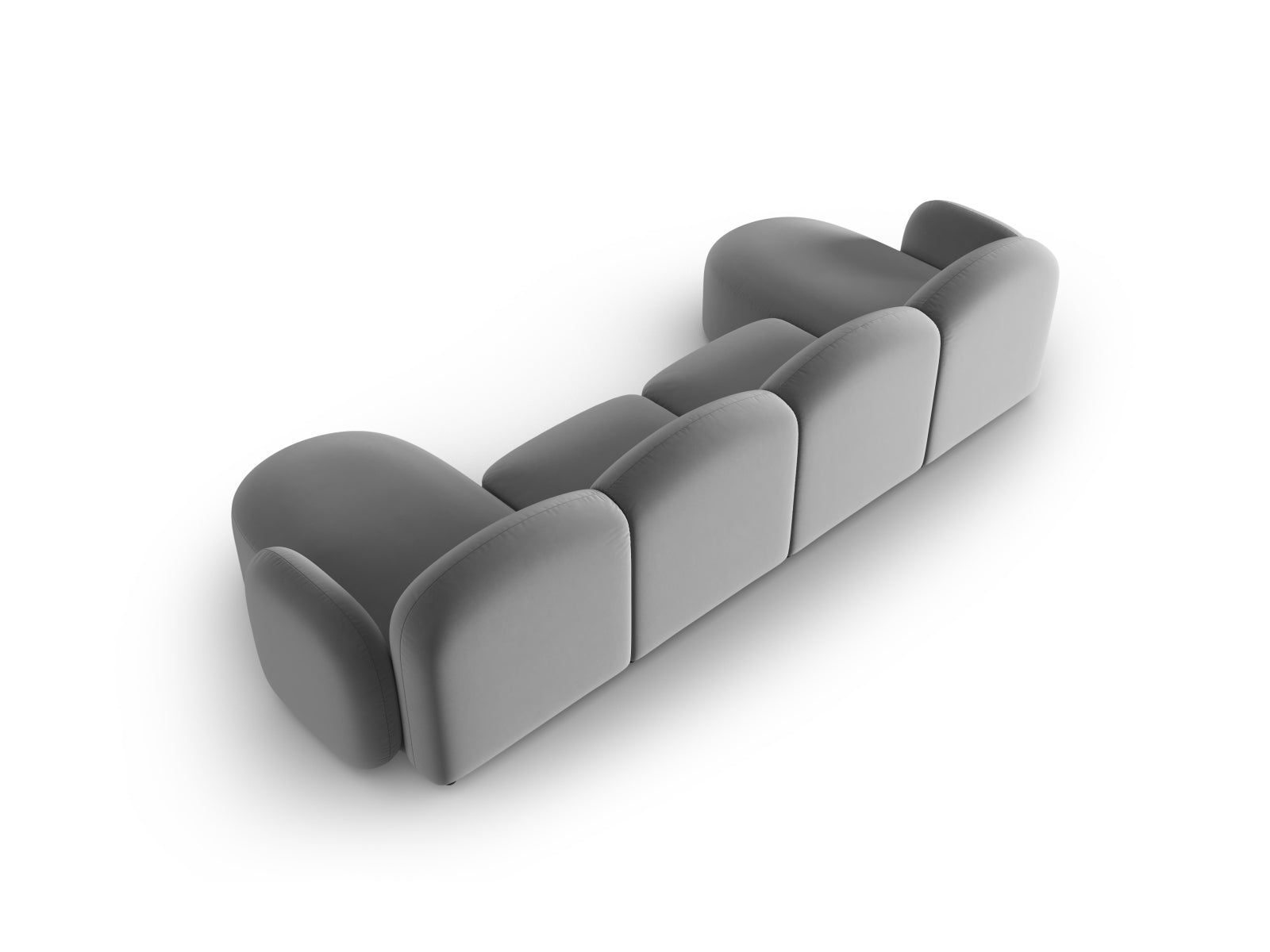 Erleben Sie das stilvolle Blair Velour Panoramic Sofa für 6 Personen von Micadoni – ideal für gemütliche Abende und moderne Wohnräume.
