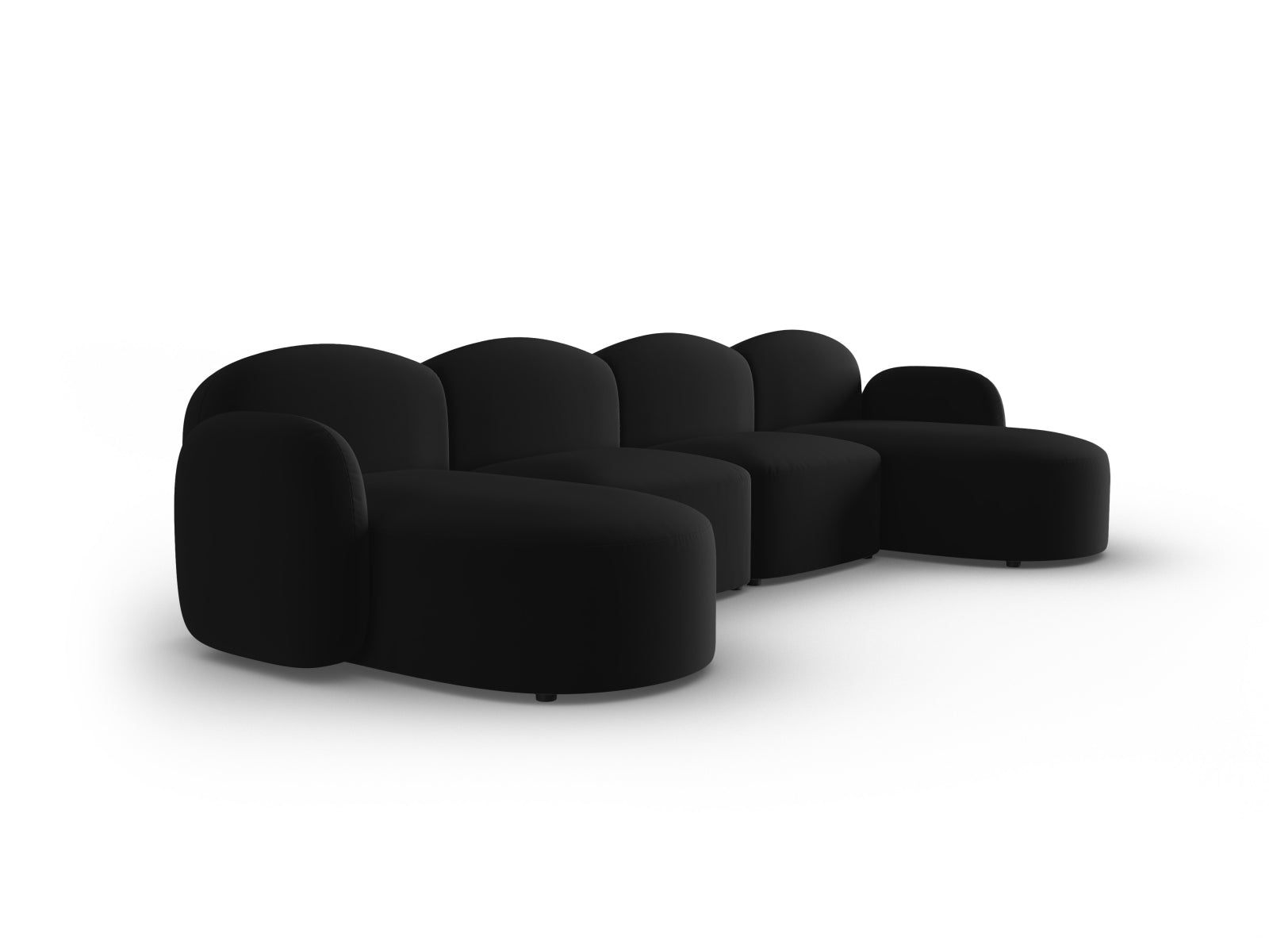Erleben Sie das stilvolle Blair Velour Panoramic Sofa für 6 Personen von Micadoni – ideal für gemütliche Abende und moderne Wohnräume.