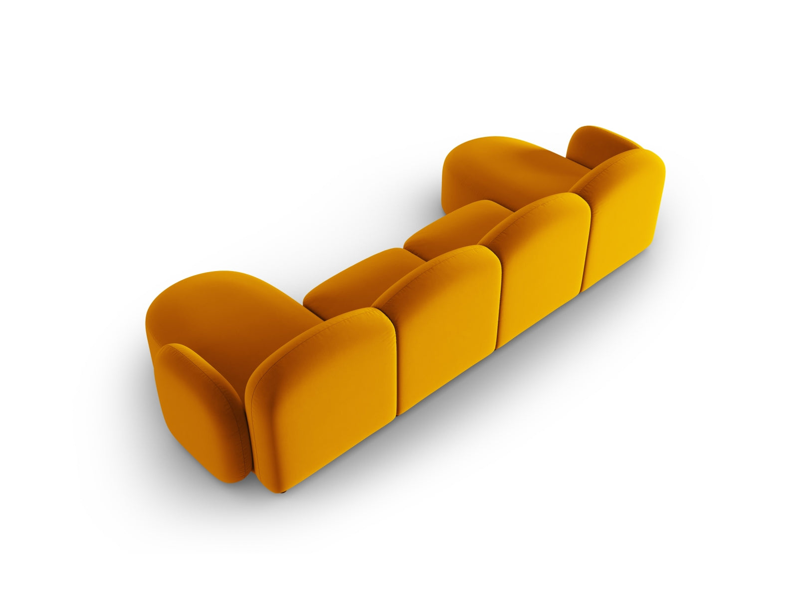 Erleben Sie das stilvolle Blair Velour Panoramic Sofa für 6 Personen von Micadoni – ideal für moderne Wohnzimmer und gemütliche Abende.