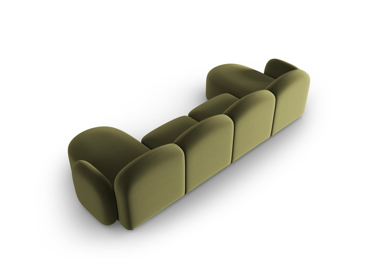 Blair Velour Panoramic Sofa 6 Sitzer in Light Green-Casino präsentiert im Onlineshop von KAQTU Design AG. 5er Sofa ist von Micadoni