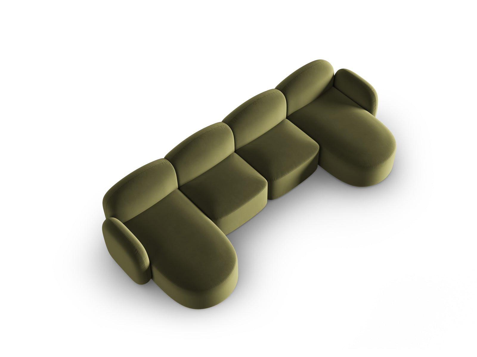 Entdecken Sie das elegante Blair Velour Panoramic Sofa für 6 Personen von Micadoni – perfekt für stilvolle Wohnräume und entspannte Abende.