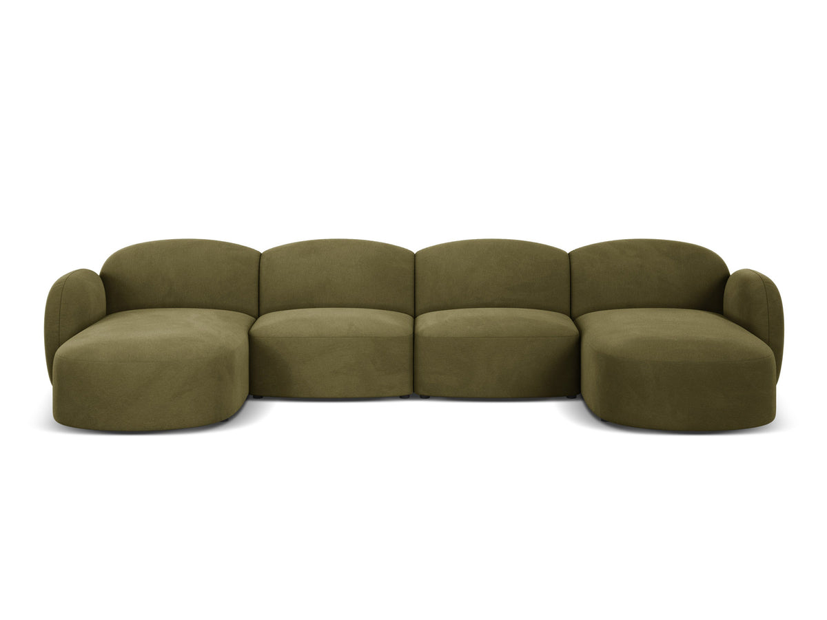 Blair Velour Panoramic Sofa 6 Sitzer in Light Green-Casino präsentiert im Onlineshop von KAQTU Design AG. 5er Sofa ist von Micadoni