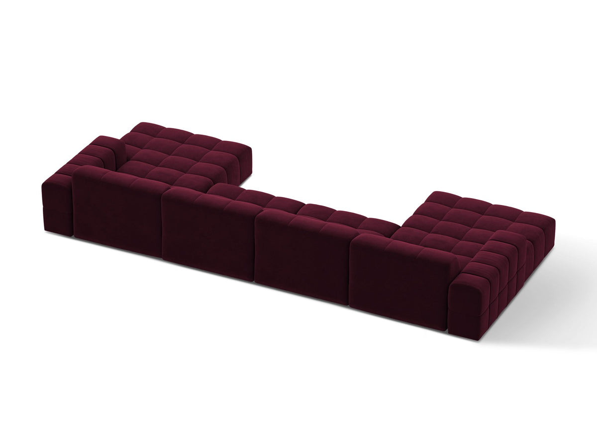 Panoramasofa Jennifer von Micadoni in leichtem Beige, grosses Ecksofa mit Stoffbezug Bluvel 22 und schwarzen Kunststoffbeinen.