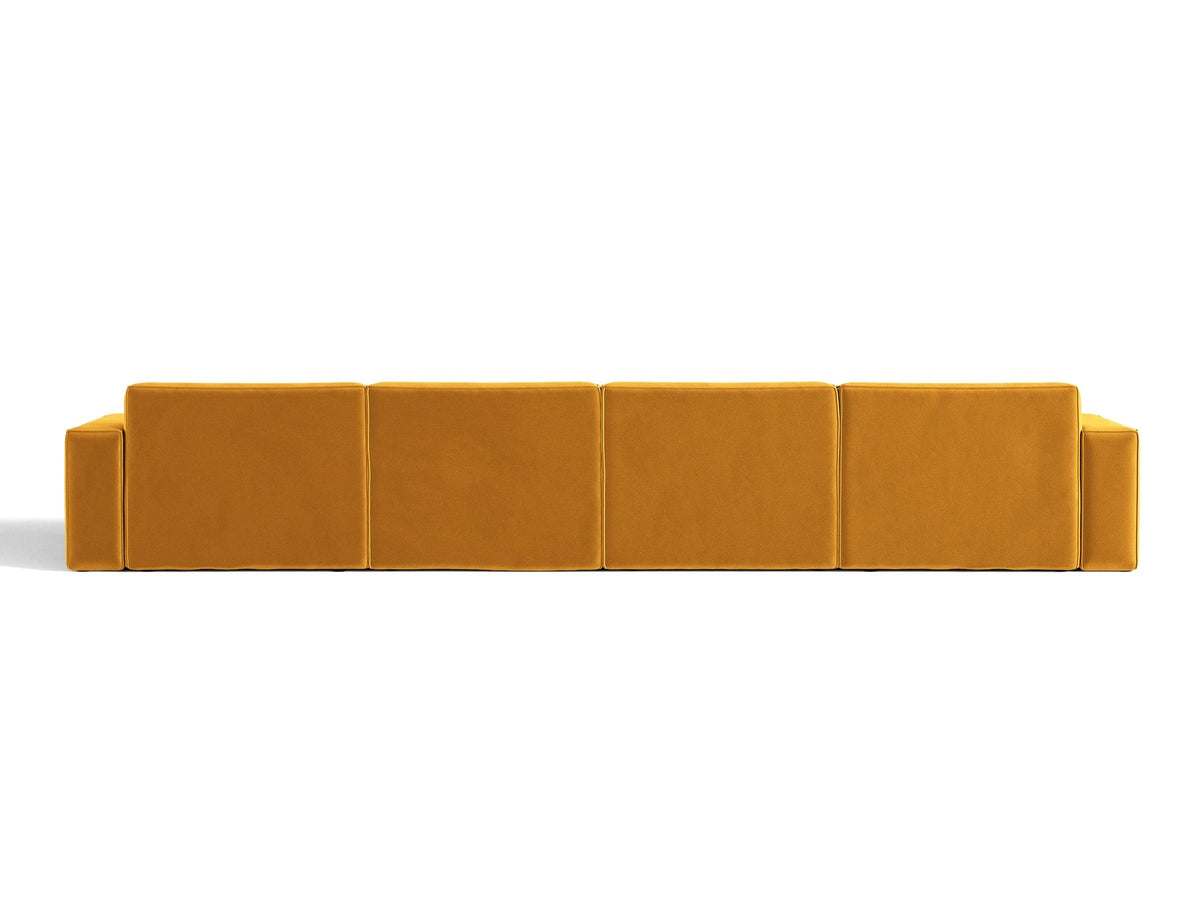 Modulares Panoramasofa Jodie von Micadoni, Ecksofa in Leichtes Beige mit Samtbezug Venus und schwarzen Kunststoffbeinen