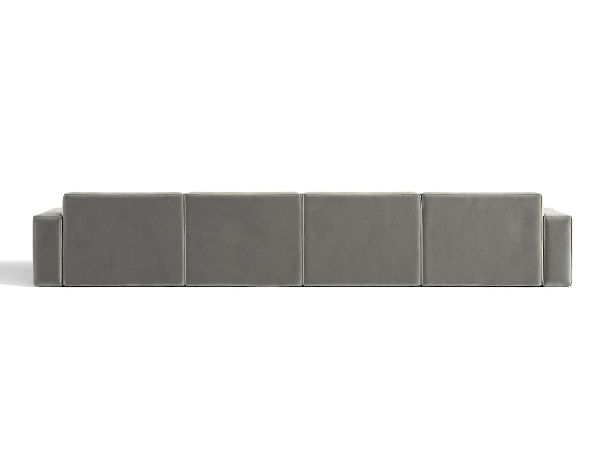 Modulares Panoramasofa Jodie von Micadoni, Ecksofa in Leichtes Beige mit Samtbezug Venus und schwarzen Kunststoffbeinen