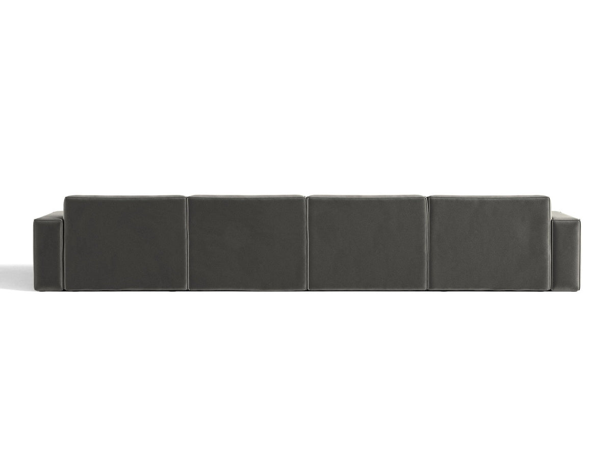 Modulares Panoramasofa Jodie von Micadoni, Ecksofa in Leichtes Beige mit Samtbezug Venus und schwarzen Kunststoffbeinen