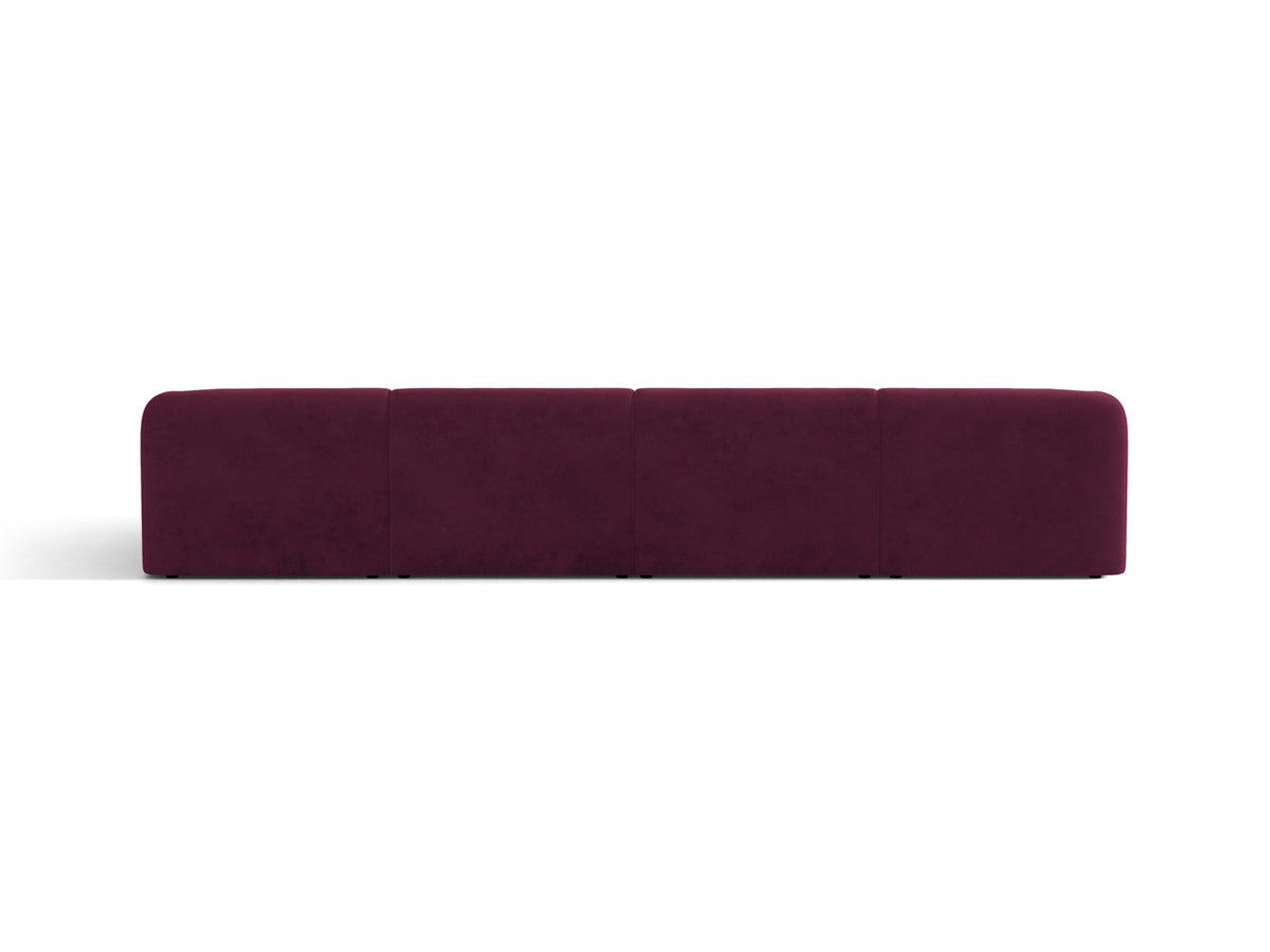Dunkelbeiges Panorama-Ecksofa Miley von Micadoni mit Bluvel-Stoffbezug, L-Form, schwarzen Kunststoffbeinen und niedriger Rückenlehne.