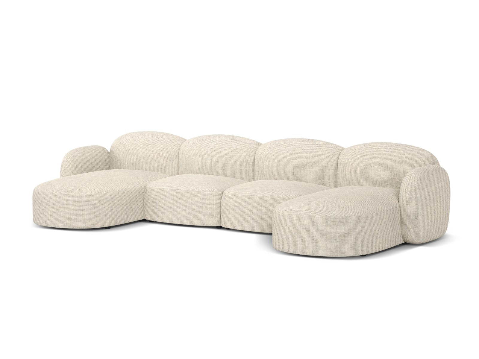 Elegantes 6-Sitzer Ecksofa Blair in sanftem Beige, ideal für stilvolle Wohnräume, von Micadoni. Komfort und modernes Design vereint.