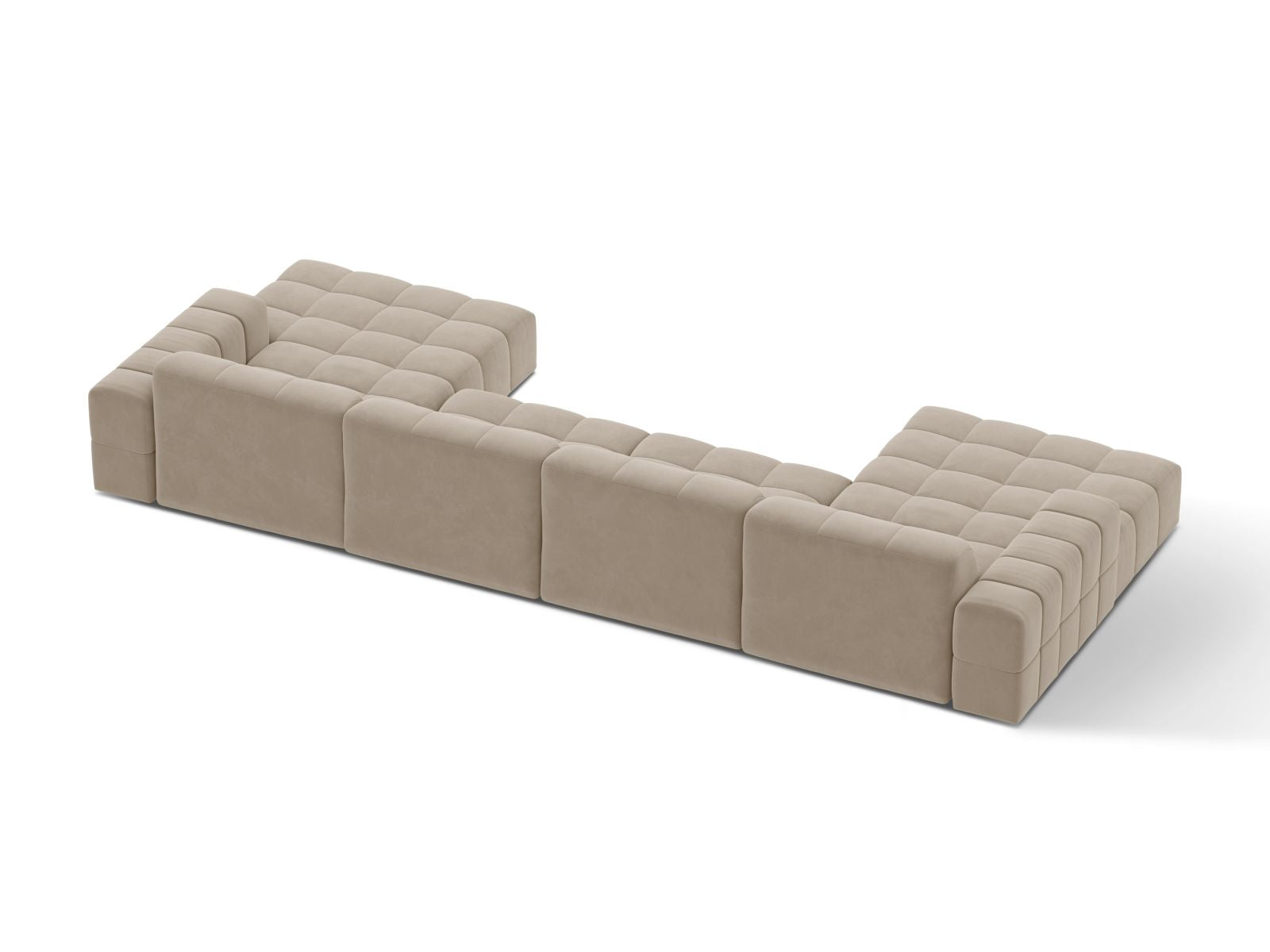 Elegantes Ecksofa Jennifer für 6 Personen in stilvollem Dunkelbeige, ideal für gemütliche Abende und modernes Wohndesign.