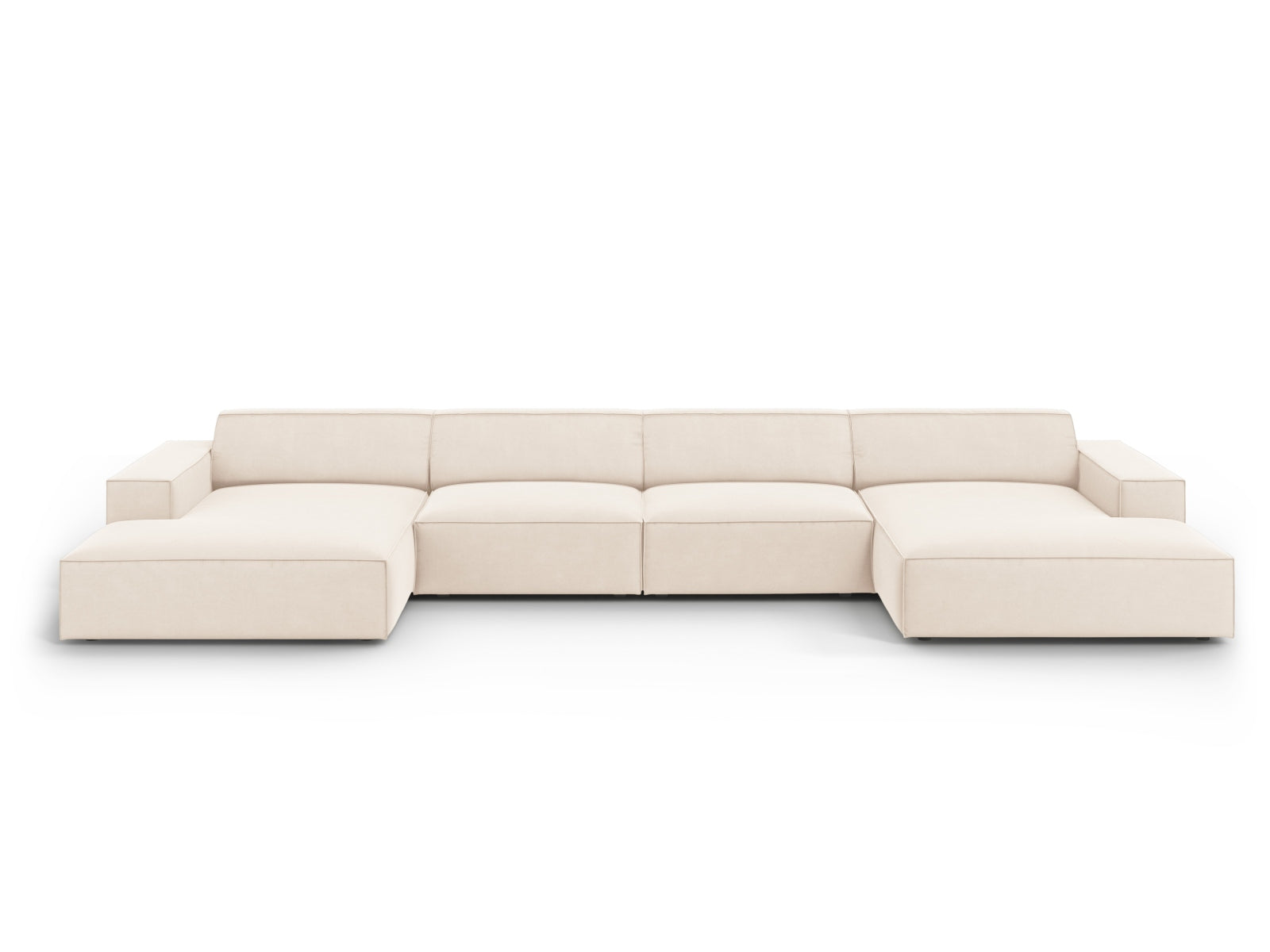 Jodie Velour modulares Panoramic Sofa 6 Sitzer in Light Beige-Bluvel präsentiert im Onlineshop von KAQTU Design AG. 3er Sofa ist von Micadoni