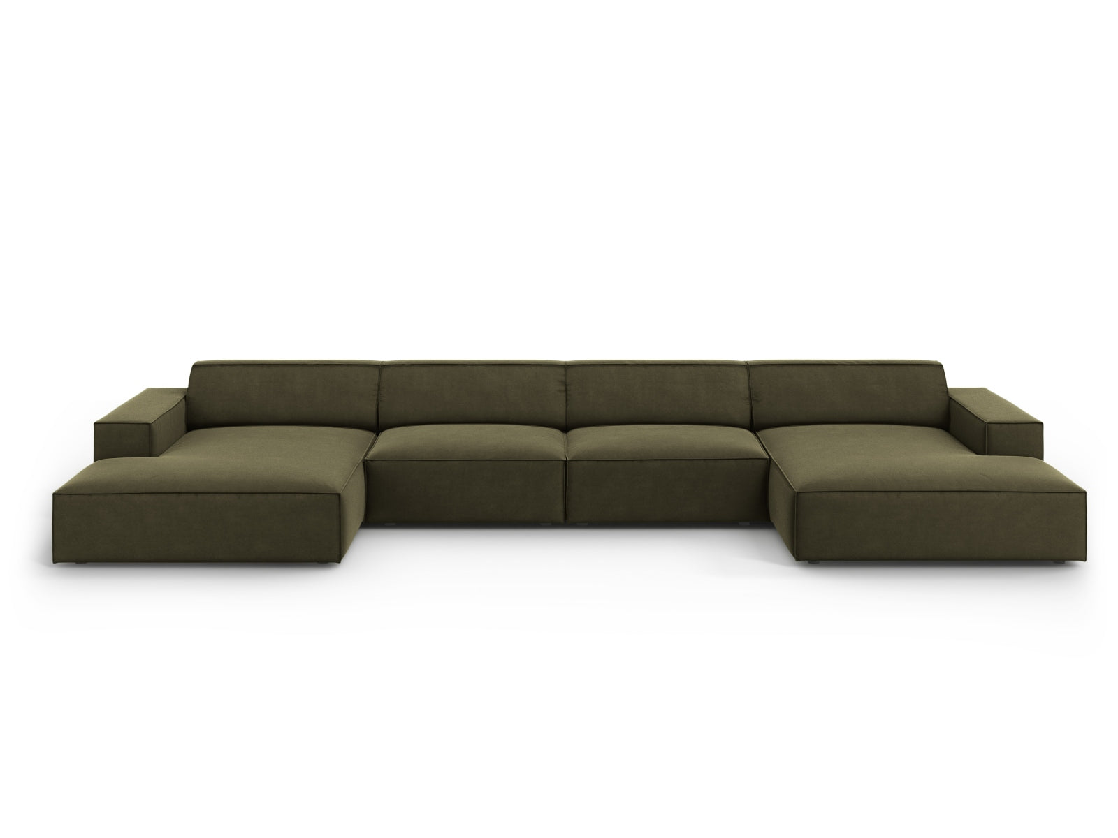 Jodie Velour modulares Panoramic Sofa 6 Sitzer in Green präsentiert im Onlineshop von KAQTU Design AG. 3er Sofa ist von Micadoni