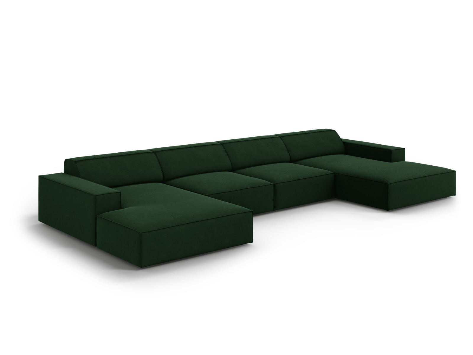 Stilvolles 6-Sitzer Jodie Velour Sofa in Bottle Green-Bluvel, perfekt für moderne Wohnlandschaften und gemütliche Zusammenkünfte.