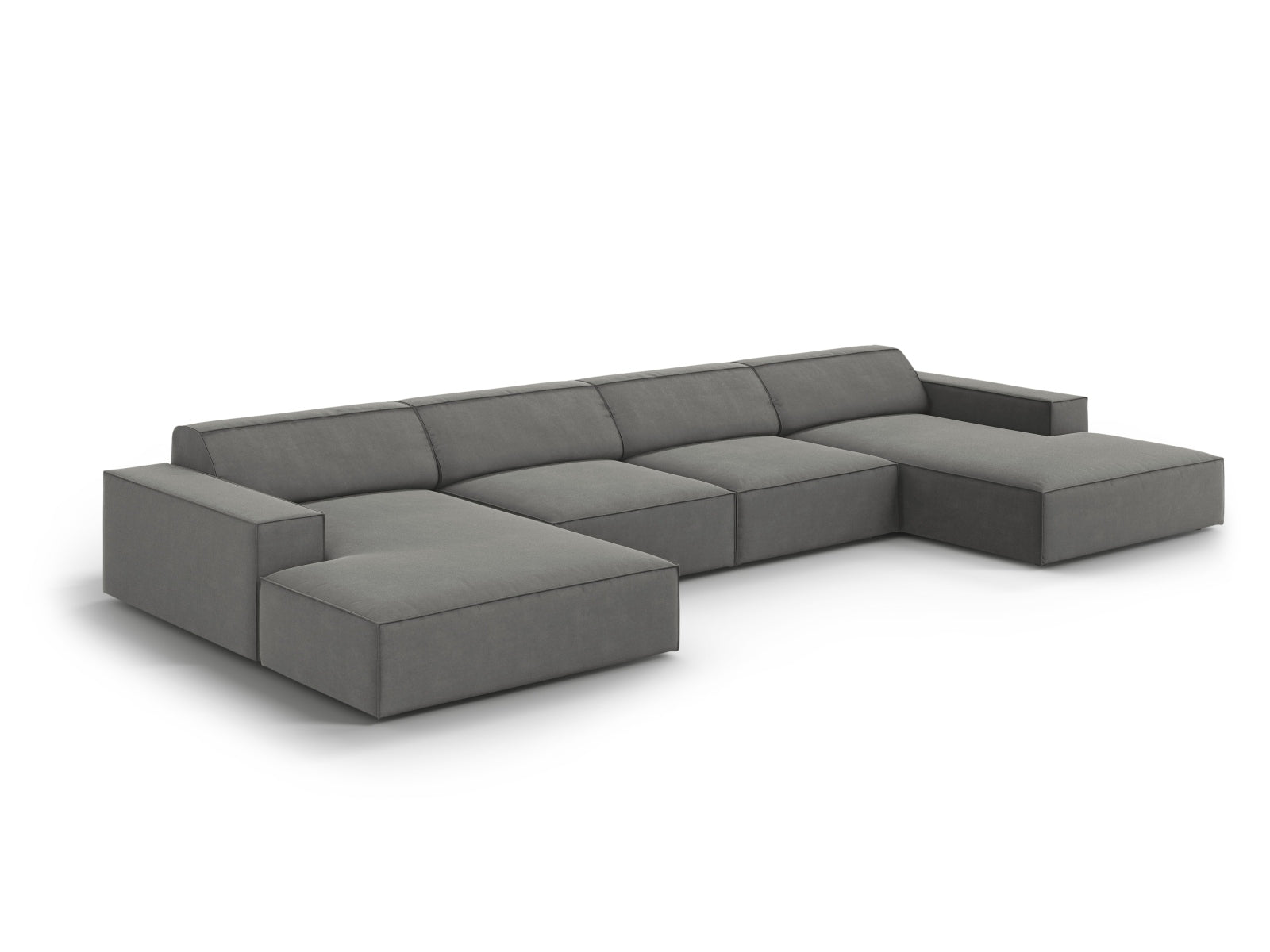 Modernes 6-Sitzer Jodie Velour Sofa in hellem Grau, perfekt für gemütliche Abende und stilvolle Einrichtungsideen.
