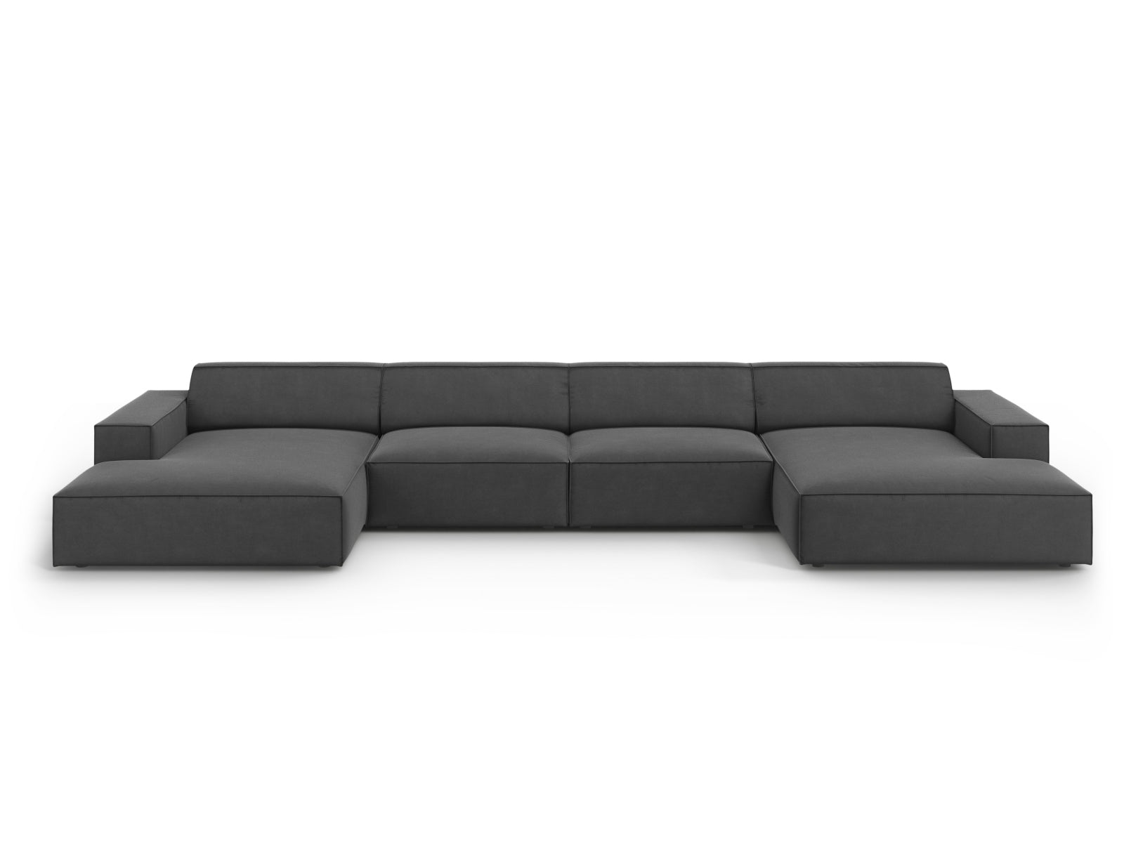 Jodie Velour modulares Panoramic Sofa 6 Sitzer in Grey-Bluvel präsentiert im Onlineshop von KAQTU Design AG. 3er Sofa ist von Micadoni