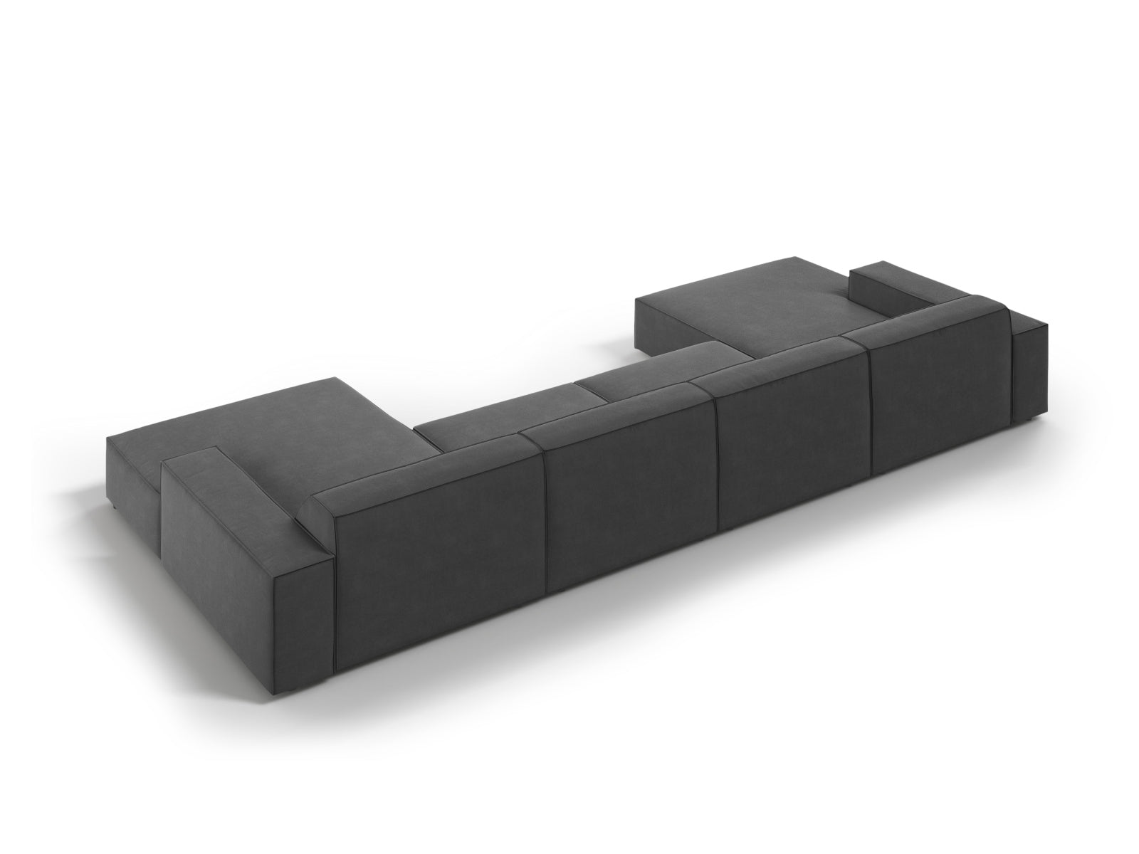 Elegantes 6-Sitzer Jodie Velour Sofa in Grey-Bluvel, ideal für moderne Wohnräume und gemütliche Zusammenkünfte.