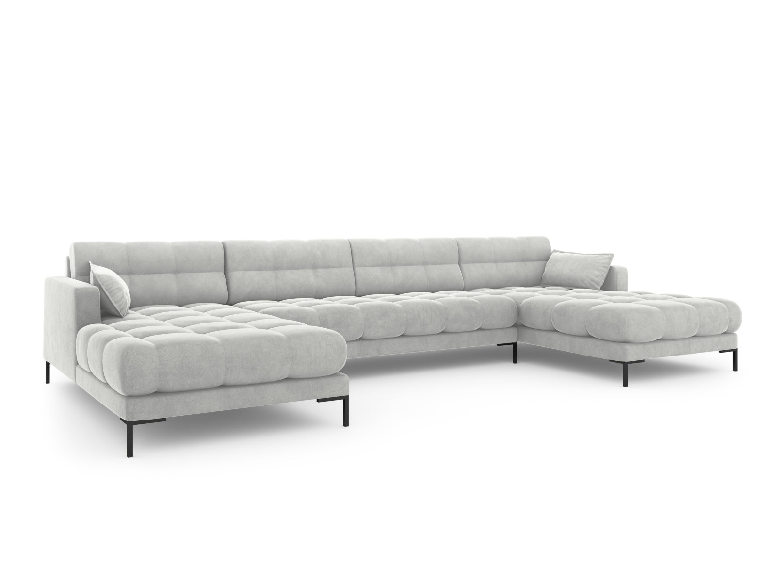 Mamaia Velour Panoramic Sofa 6 Sitzer in Silver/Schwarz-Bluvel präsentiert im Onlineshop von KAQTU Design AG. 3er Sofa ist von Micadoni