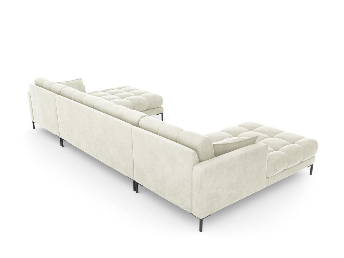 Mamaia Velour Panoramic Sofa 6 Sitzer in Light Beige/Schwarz-Bluvel präsentiert im Onlineshop von KAQTU Design AG. 3er Sofa ist von Micadoni