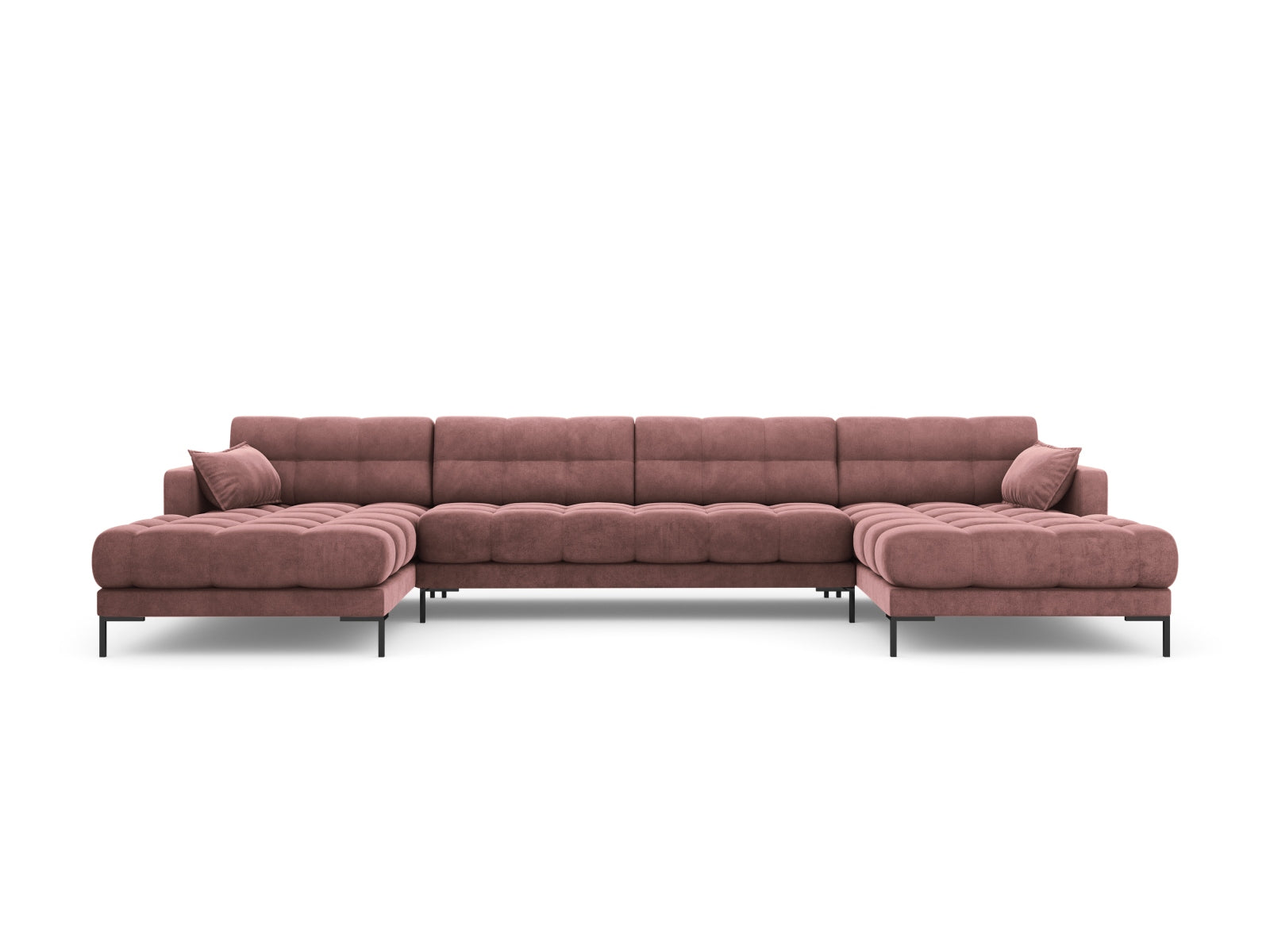 Stilvolles 6-Sitzer Sofa Mamaia aus Velours in Pink und Schwarz, perfekt für ein modernes Ambiente und gesellige Abende.