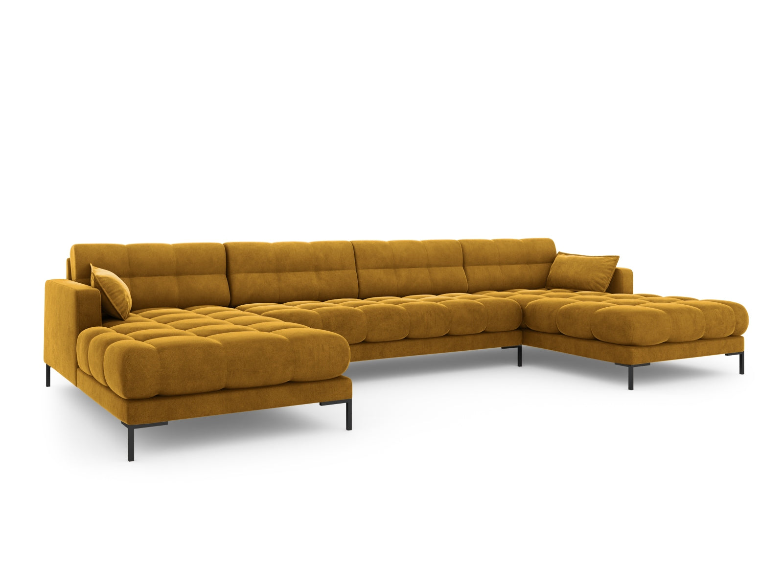Mamaia Velour Panoramic Sofa 6 Sitzer in Yellow/Schwarz-Bluvel präsentiert im Onlineshop von KAQTU Design AG. 3er Sofa ist von Micadoni
