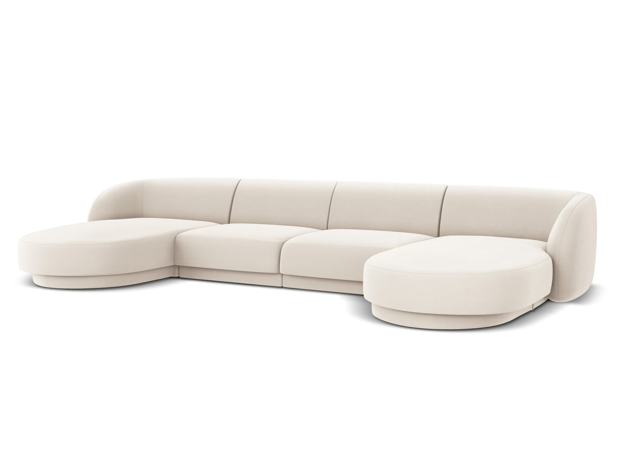 Miley Velour Panoramic Sofa 5 Sitzer in Light Beige-Bluvel präsentiert im Onlineshop von KAQTU Design AG. 3er Sofa ist von Micadoni