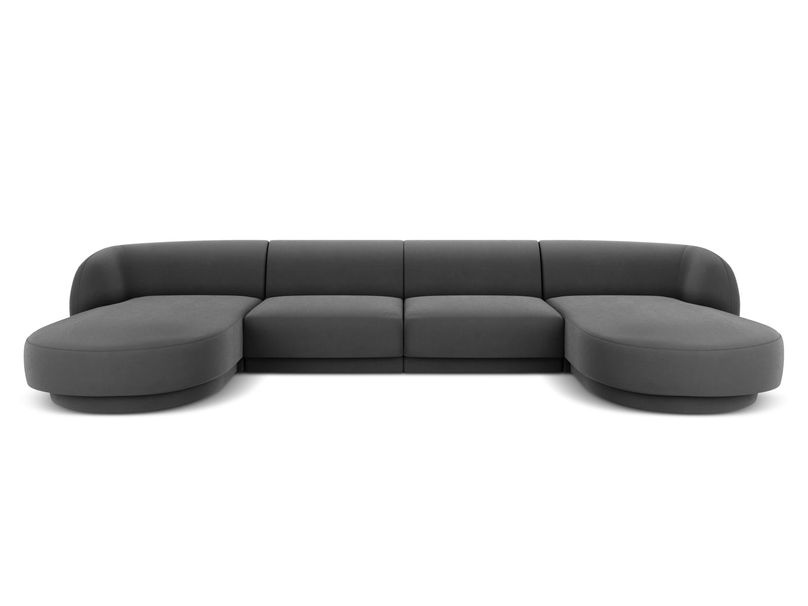 Miley Velour Panoramic Sofa 5 Sitzer in Grey-Bluvel präsentiert im Onlineshop von KAQTU Design AG. 3er Sofa ist von Micadoni