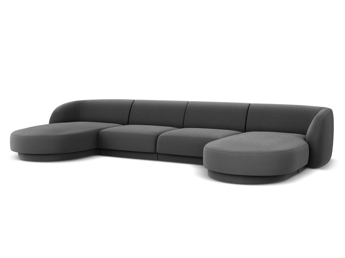 Miley Velour Panoramic Sofa 5 Sitzer in Grey-Bluvel präsentiert im Onlineshop von KAQTU Design AG. 3er Sofa ist von Micadoni