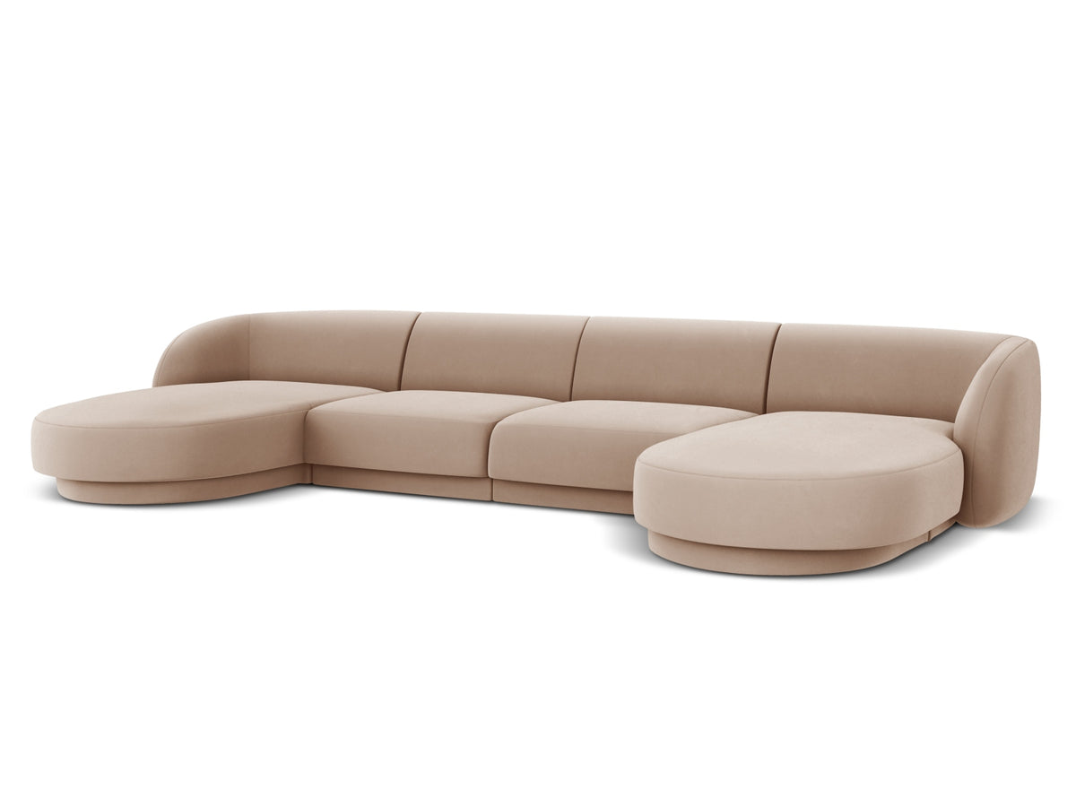 Miley Velour Panoramic Sofa 5 Sitzer in Cappuccino-Bluvel präsentiert im Onlineshop von KAQTU Design AG. 3er Sofa ist von Micadoni