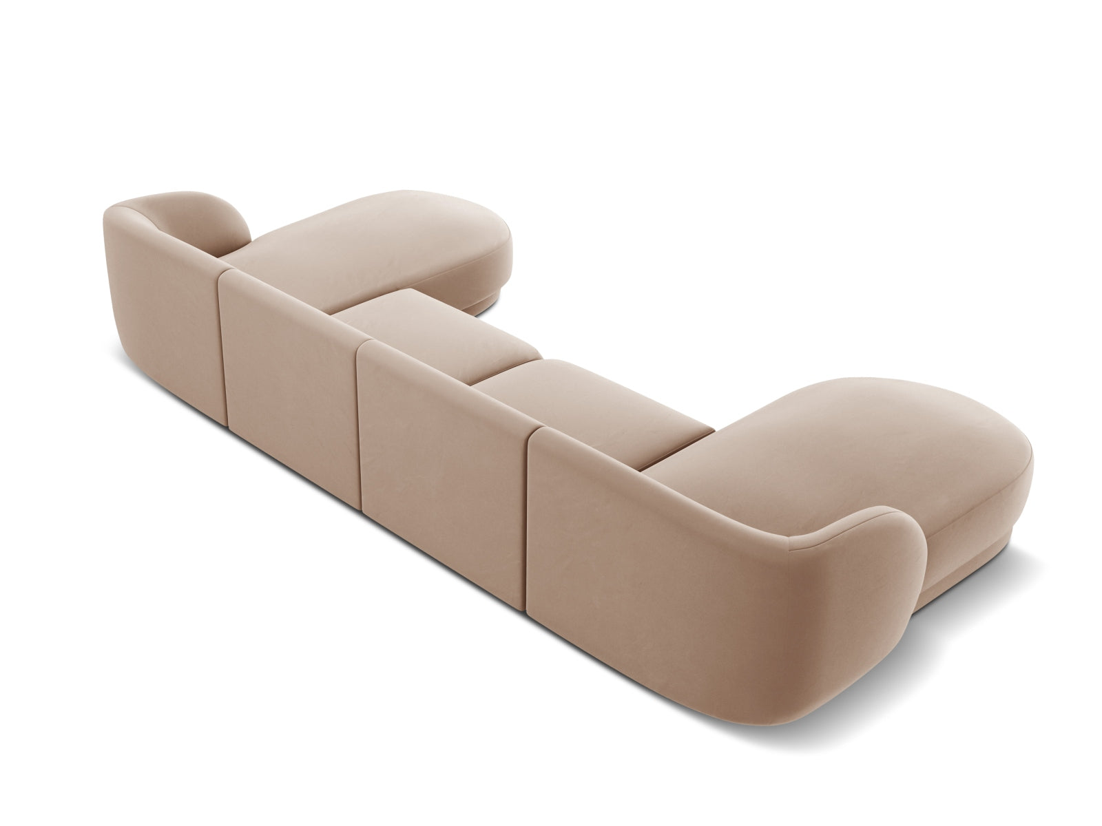 Elegantes 5-Sitzer Miley Velour Panoramic Sofa in stilvollem Cappuccino-Bluvel, ideal für komfortable und zeitgemäße Wohnräume.